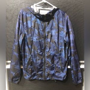 NEW - Aeropostale A87 Windbreaker Mens medium Blue Camo Hooded Full Zip